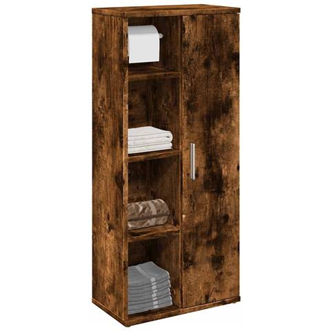 Mobile da Bagno con Portarotolo Rovere Fumo 39x22x90 cm - Foto 2