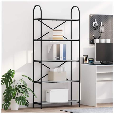 Libreria Grigio sonoma 80 x 30 x 183 cm Legno multistrato - Foto 2