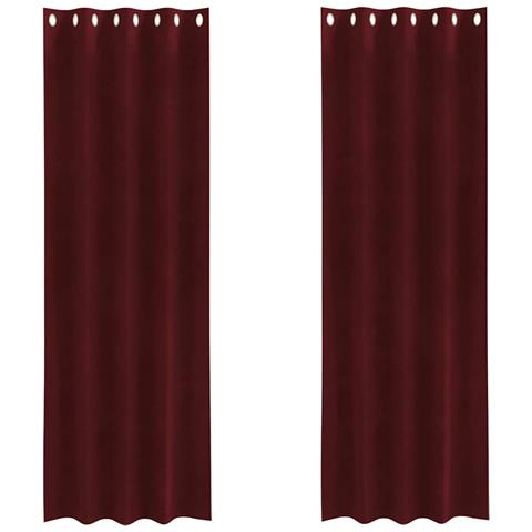 Tende con tende 2 pcs Rosso vino 140 x 225 cm Velluto - Foto 1