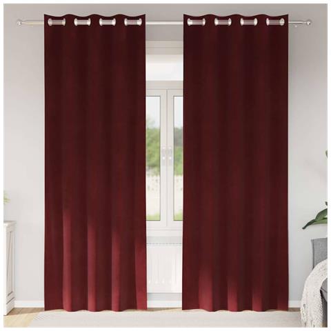 Tende con tende 2 pcs Rosso vino 140 x 225 cm Velluto - Foto 2