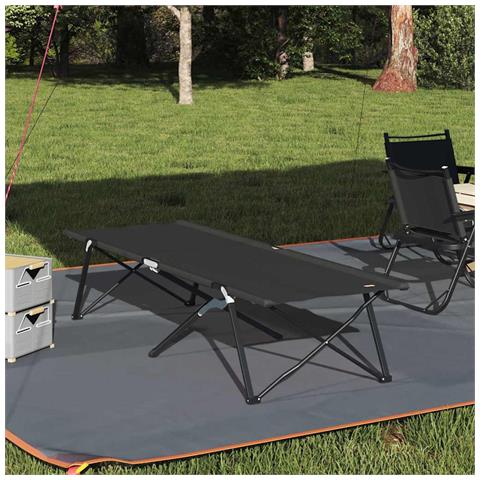 Letto da campeggio pieghevole Pieghevole Nero 206 x 76 x 74 cm - Foto 2