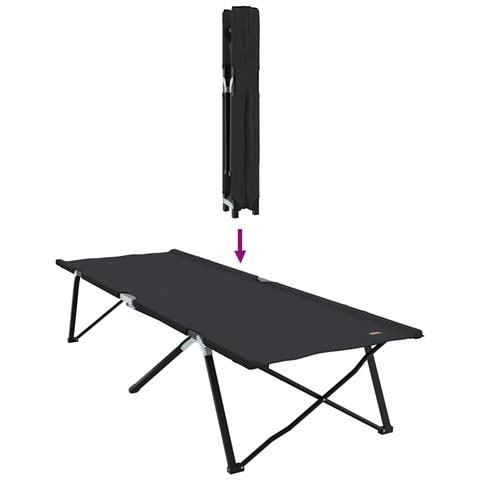 Letto da campeggio pieghevole Pieghevole Nero 206 x 76 x 74 cm - Foto 9