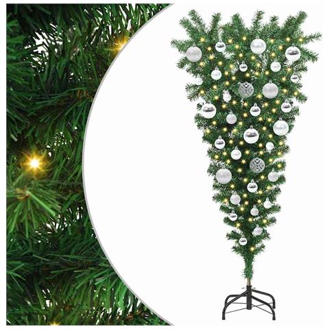 Albero di Natale Artsificiale Illuminato Capovolto con Set di Palline - Foto 1