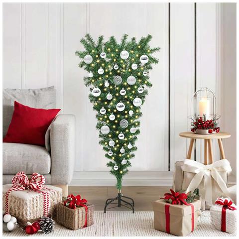Albero di Natale Artsificiale Illuminato Capovolto con Set di Palline - Foto 2