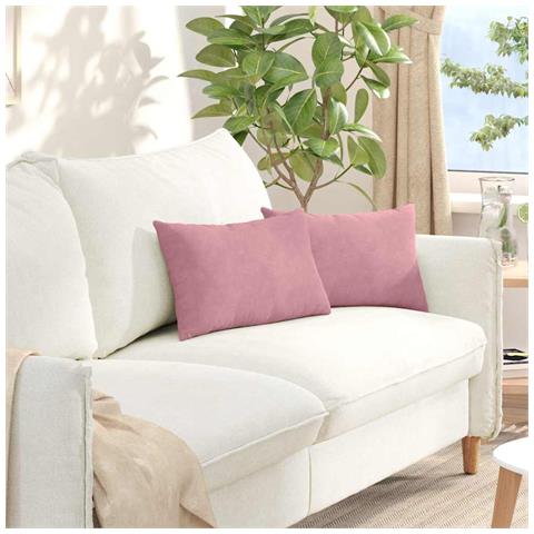 Cuscini da Divano 2 pcs Rosa 50 x 30 cm Tessuto in Cords - Foto 2