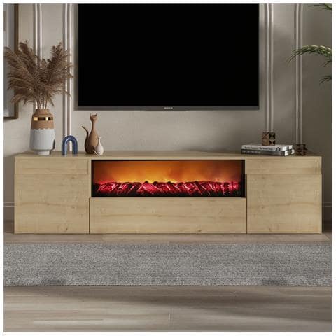 Pyro Supporto Tv Con Camino Led Da 180 Cm In Legno - Foto 1