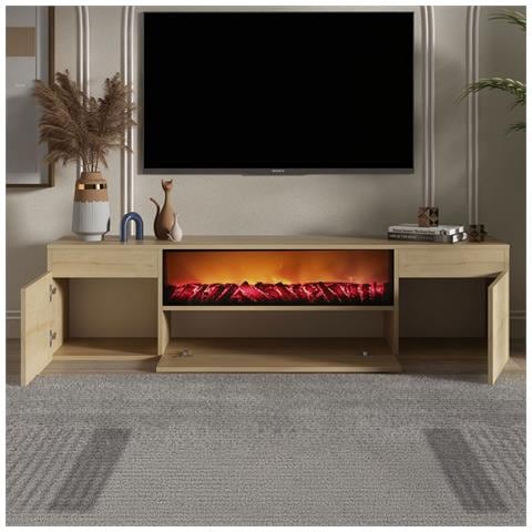 Pyro Supporto Tv Con Camino Led Da 180 Cm In Legno - Foto 5