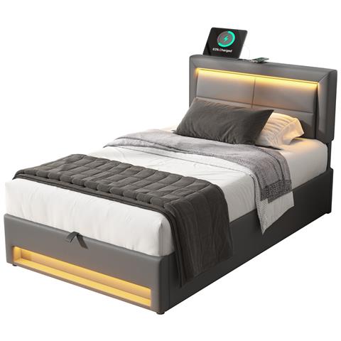 Letto Con Porte Usb, Illuminazione Led E Archiviazione - Foto 1
