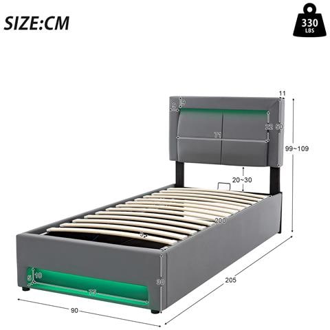 Letto Con Porte Usb, Illuminazione Led E Archiviazione - Foto 2