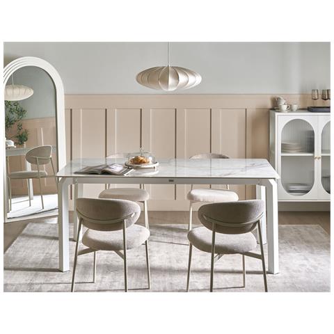 Tavolo Da Pranzo Da Giardino Feletto 180 Cm 90 Cm Pietra Marmo Bianco - Foto 1