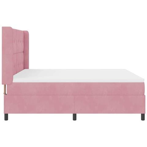Letto a molle con materasso con led Rosa 180 x 200 cm Velluto - Foto 9