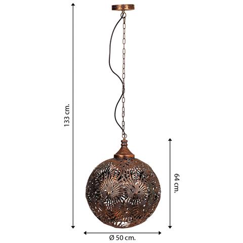 Lampada A Sospensione In Metallo Dorato 50x50x64/133h - Foto 6