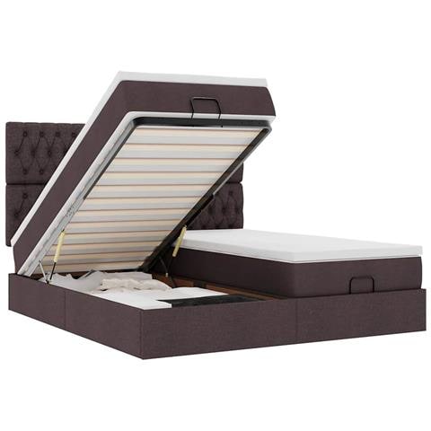 Struttura Letto Pouf con Materassi 160x200 cm in Tessuto - Foto 1