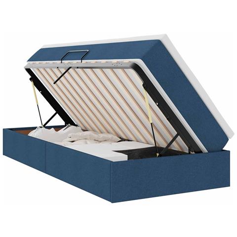 Letto con contenitore e materasso Blu 90 x 200 cm Poliestere - Foto 1