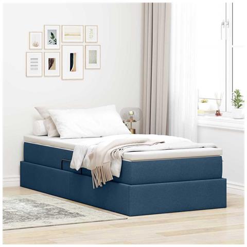 Letto con contenitore e materasso Blu 90 x 200 cm Poliestere - Foto 2