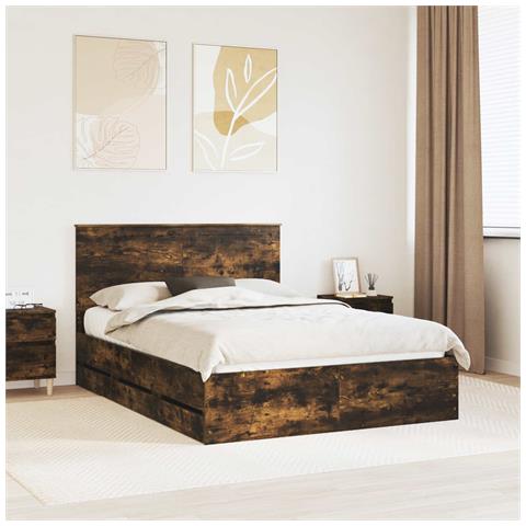 Struttura del letto con cassetto Rovere fumé 140 x 200 cm - Foto 2