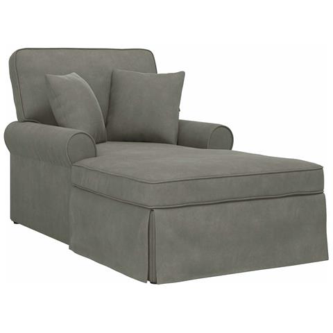 Chaise Longe con Gonna 3 pcs Grigio chiaro Tessuto in Cords - Foto 1