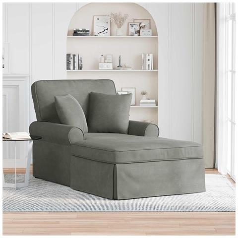 Chaise Longe con Gonna 3 pcs Grigio chiaro Tessuto in Cords - Foto 2