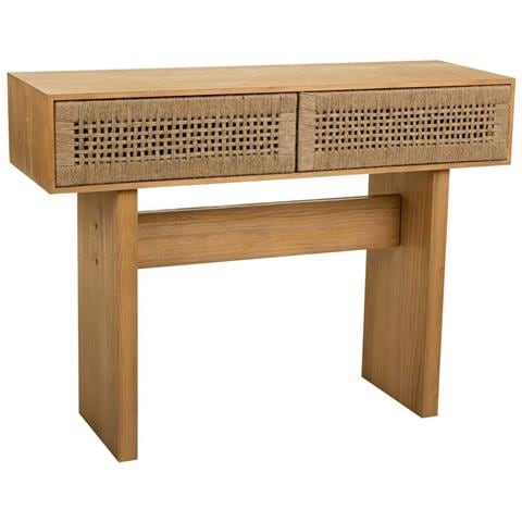 Mobile Da Ingresso In Legno E Corda Intrecciata Marrone 110x36x77h - Foto 1