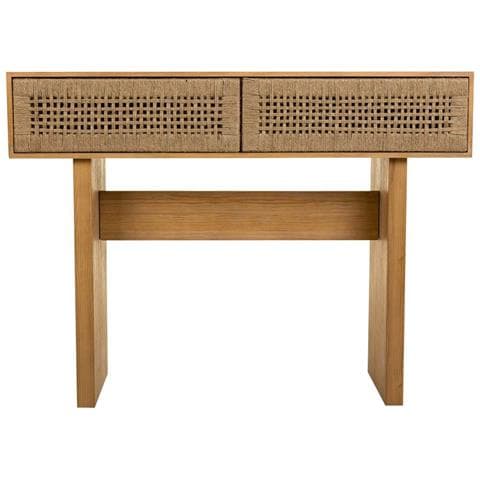 Mobile Da Ingresso In Legno E Corda Intrecciata Marrone 110x36x77h - Foto 2