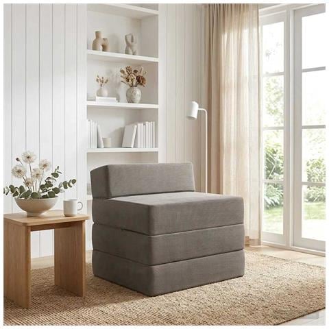 Divano Letto Pieghevole Grigio Chiaro 200 x 70 x 15 cm - Foto 2