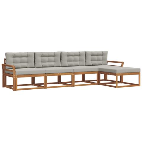 Set di divani da esterno 5 pcs Grigio Naturale e Chiaro - Foto 1