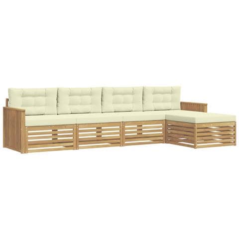 Set di divani da esterno 5 pcs Bianco e Crema - Foto 1