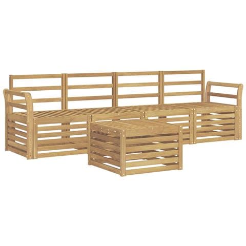 Set di divani da esterno 5 pcs Bianco Legno di Acacia Massello - Foto 1