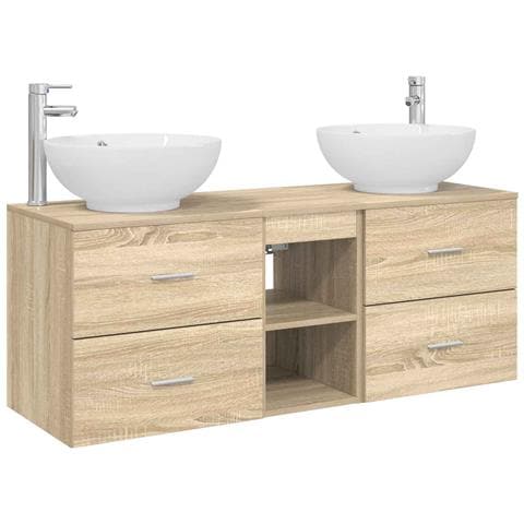 Set di mobili per il bagno 3 pz Rovere Sonoma - Foto 1
