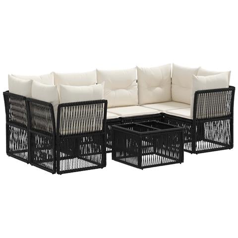 Set Divano da Giardino 7 pz Nero polyrattan - Foto 1