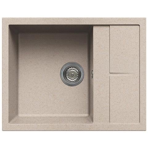 Lavello Unico 125 Granitek 65x50 cm 1 vasca con gocciolatoio Colore Avena 51 - Foto 1