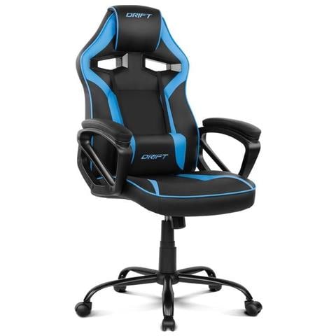 DR50 Sedia Gaming per PC da 120 kg Sedia imbottita Tappezzata e Schienale Imbottito Tappezzato Colore Nero e Blu - Foto 1