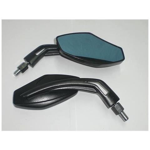 Coppia Specchietti Moto Specchio Retrovisore Naked Custom Metallo Nero Dx+sx - Foto 1