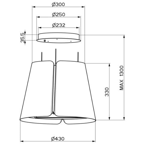 Cappa a Sospeso BATTITO BK OPACO F45 Aspirante 43 cm Colore Nero - Foto 5