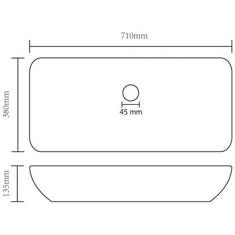 Lavabo Lusso Rettangolare Grigio Chiaro Opaco 71x38 cm Ceramica - Foto 2