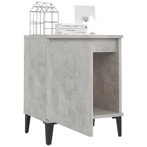 Comodini con Gambe in Metallo Grigio Cemento 40x30x50 cm - Foto 2