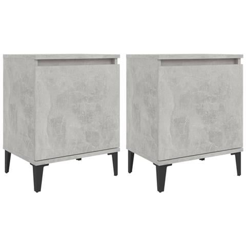 Comodini con Gambe in Metallo Grigio Cemento 40x30x50 cm - Foto 1