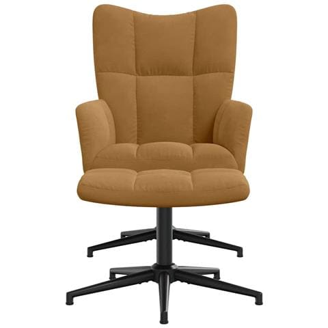 Poltrona Relax Con Poggiapiedi Marrone In Velluto - Foto 2