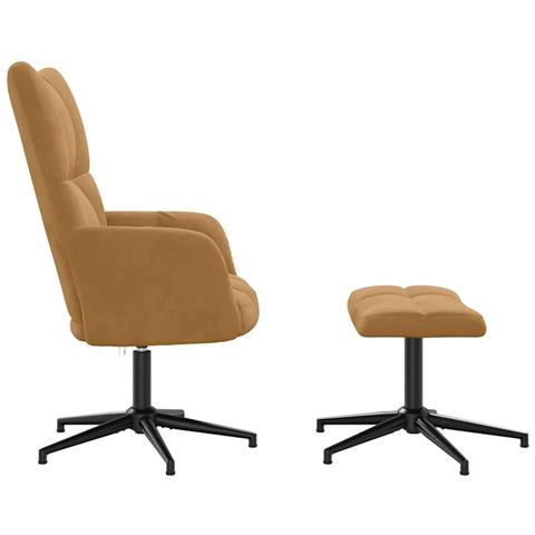 Poltrona Relax Con Poggiapiedi Marrone In Velluto - Foto 10