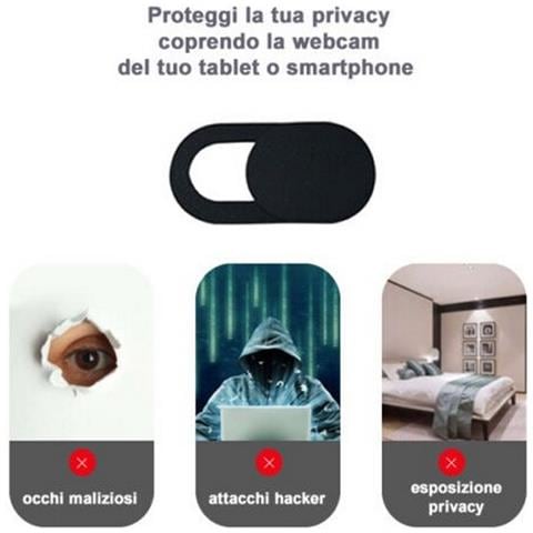 1x Webcam Cover Slider Tappo Privacy Protection Copri Fotocamera Tablet Laptop Pc Mac Smartphone Nero - Foto 2
