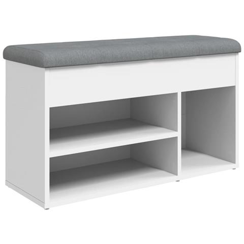 Panca Porta Scarpe Bianca 82x32x45,5 Cm In Legno Multistrato - Foto 2