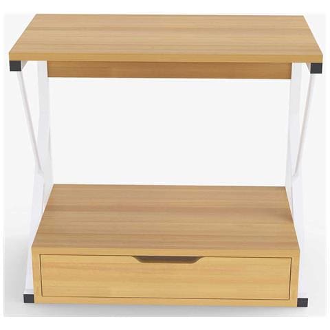 Scaffale Mensola Cucina Mobiletto Porta Microonde Cassetto Metallo Legno Beige - Foto 2