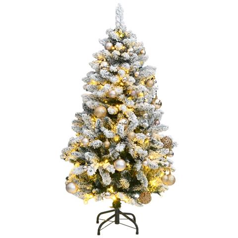 Albero Natale Incernierato Con 150 Led E Palline 150 Cm - Foto 1
