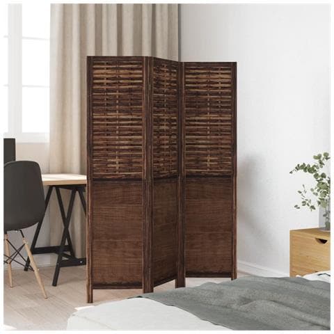 Divisorio Ambienti 3 Pannelli Marrone Scuro Massello Paulownia - Foto 3