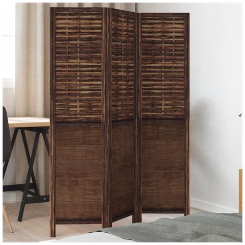 Divisorio Ambienti 3 Pannelli Marrone Scuro Massello Paulownia - Foto 1