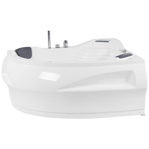 Vasca Idromassaggio Angolare Con Led Monaco Con Altoparlante Bluetooth Integrato 210 X 145 Cm Bianco - Foto 2