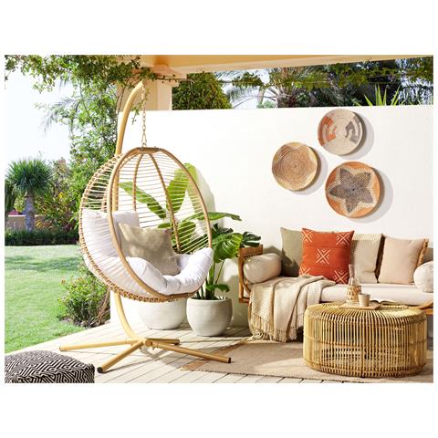 Sedia Sospesa Con Piedistallo Beige E Bianco Arco - Foto 1