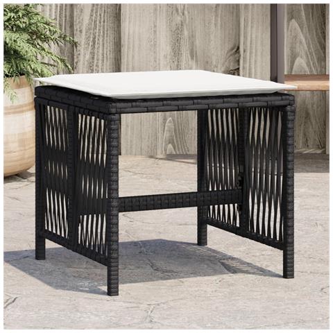 Sgabelli Da Giardino Con Cuscini 4pz Neri 41x41x36cm Polyrattan - Foto 1
