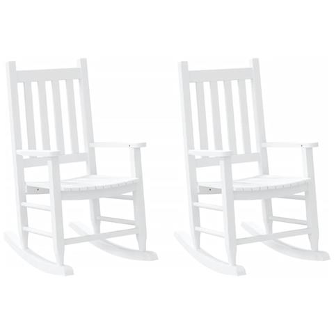 Sedie A Dondolo Per Bambini 2 Pz Bianche Legno Massello Pioppo - Foto 2