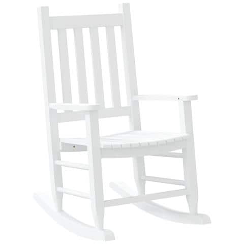 Sedie A Dondolo Per Bambini 2 Pz Bianche Legno Massello Pioppo - Foto 3